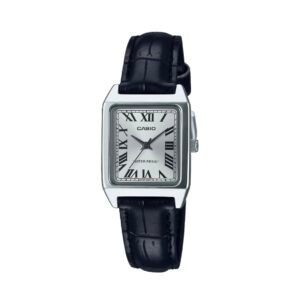 ساعة كاسيو نسائية كلاسيكية بحزام جلد بني وميناء أبيض - Casio LTP-V007L-7B1