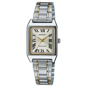 ساعة كاسيو كلاسيك نسائية ستانلس ستيل باللونين الذهبي والفضي ومينا ذهبي Casio LTP-V007SG-9B