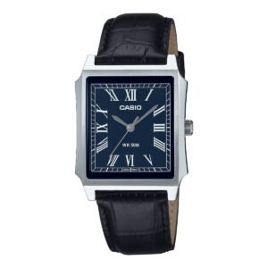 Casio MTP-B190L-2BV - ساعة كاسيو رجالية بمينا أزرق بحري وسوار جلد أسود