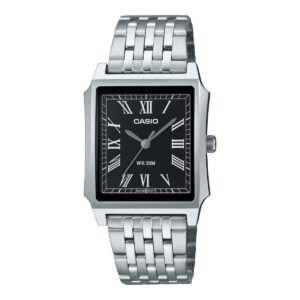 Casio MTP-B190D-1BV – ساعة كاسيو أنالوج للرجال بسوار ستانلس ستيل ومينا أسود