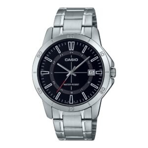 Casio LTP-V007D-7B – ساعة كاسيو أنالوج للنساء مستطيلة بسوار ستانلس ستيل ومينا فضي/أبيض