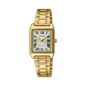 Casio LTP-V007G-9B – ساعة كاسيو أنالوج للنساء بسوار ذهبي ومينا ذهبي