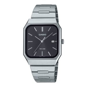 Casio MTP-B185D-1AV – ساعة كاسيو أنالوج للرجال بسوار ستانلس ستيل ومينا أسود