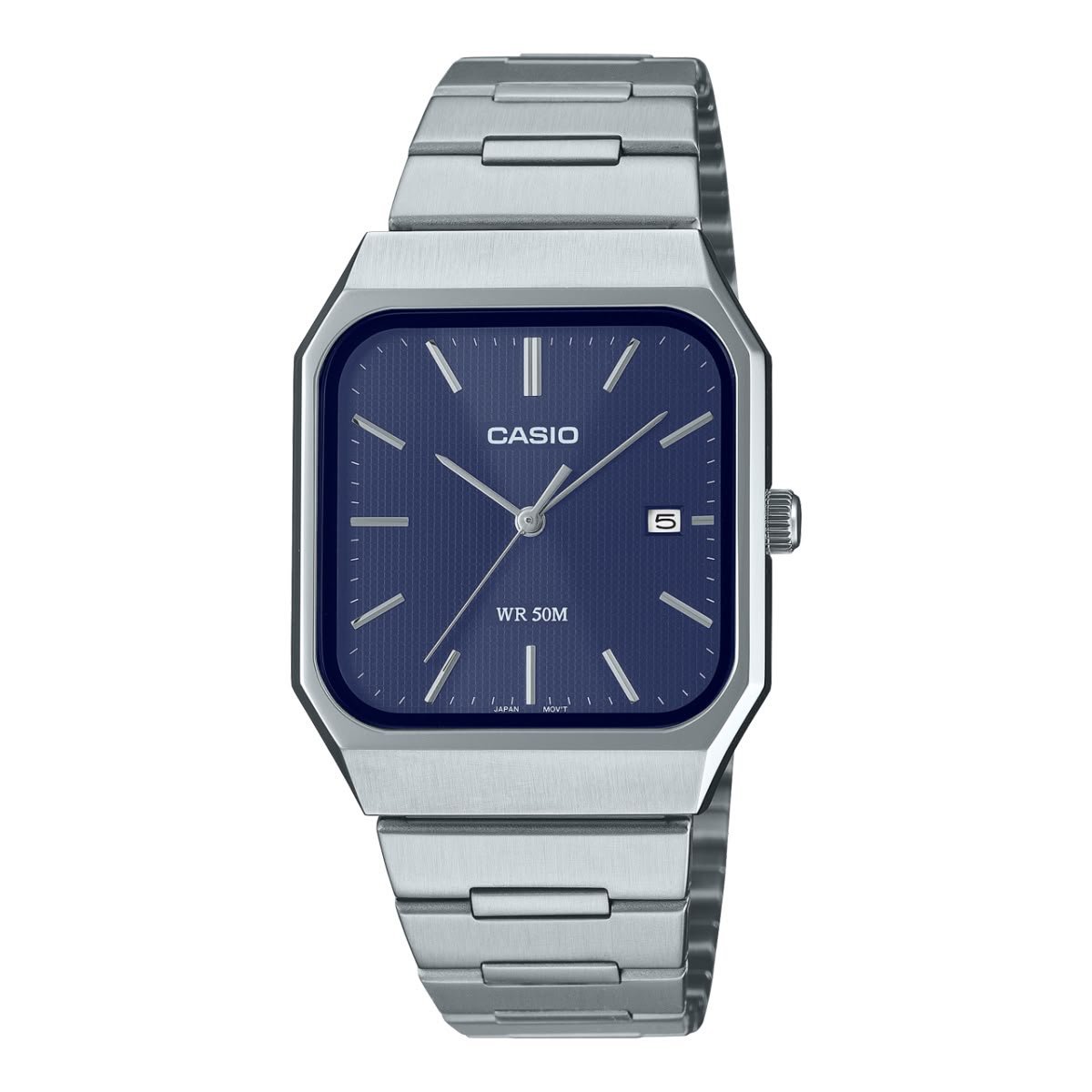 Casio MTP-B185D-2A1V – ساعة كاسيو أنالوج للرجال بسوار ستانلس ستيل ومينا أزرق