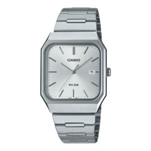 Casio MTP-B185D-7AV – ساعة كاسيو أنالوج للرجال بسوار ستانلس ستيل ومينا فضي