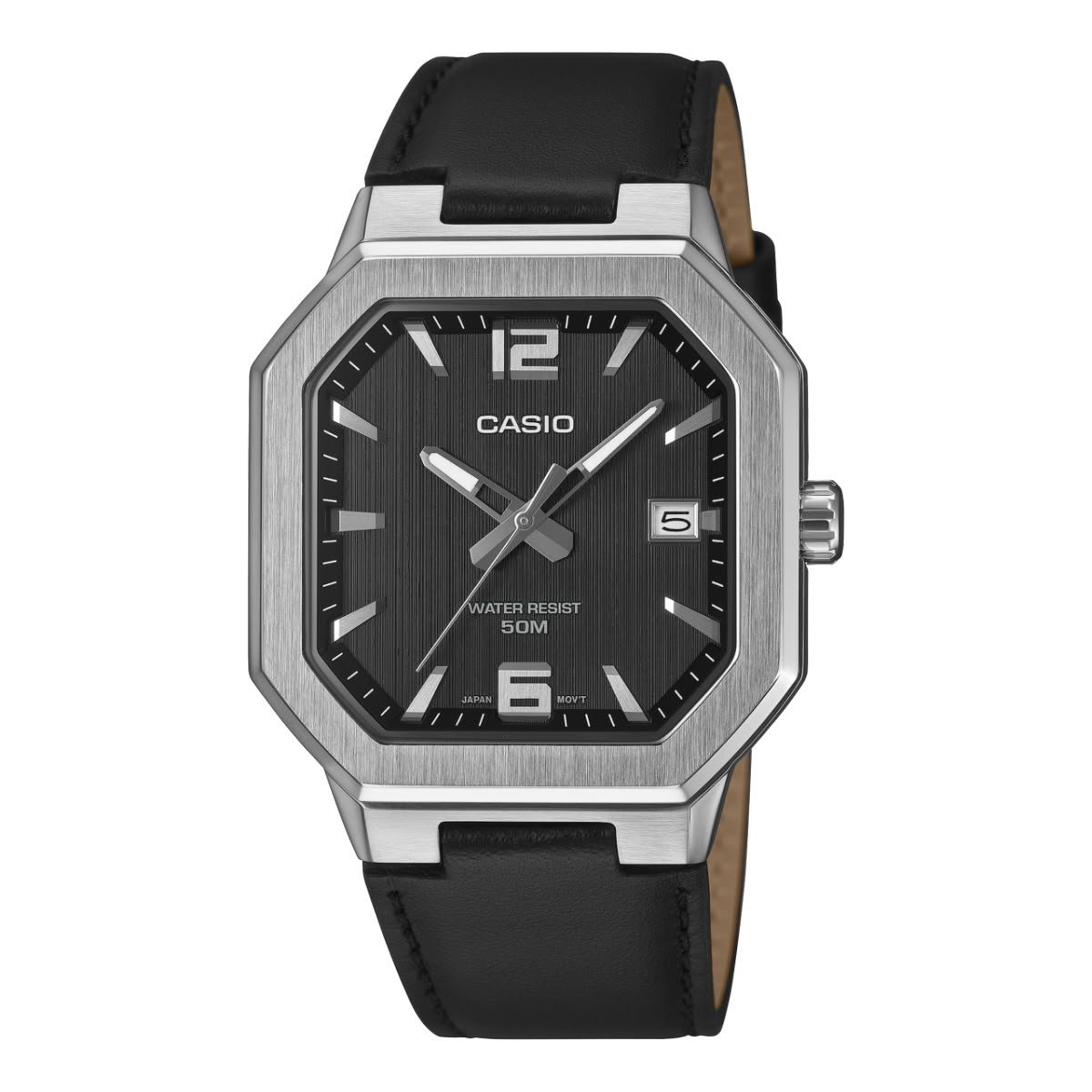 Casio MTP-B195L-1AV - ساعة كاسيو أنالوج للرجال بسوار جلد أسود ومينا أسود