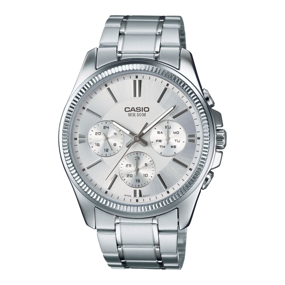 Casio MTP-1375D-7AV - ساعة كاسيو رجالية متعددة الوظائف ستيل مينا أبيض