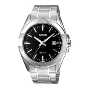 Casio MTP-1308D-1AV - ساعة كاسيو رجالية ستيل مينا أسود