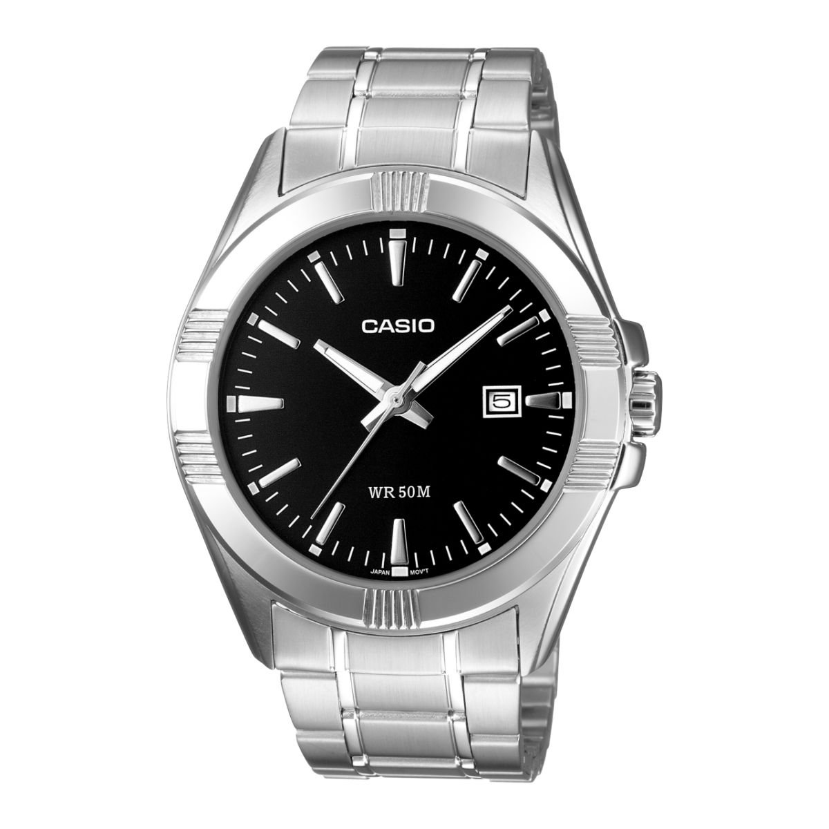 Casio MTP-1308D-1AV - ساعة كاسيو رجالية ستيل مينا أسود