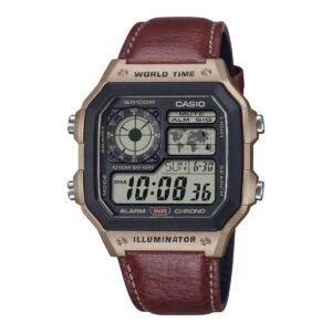 Casio AE-1200WHL-5AV - ساعة كاسيو ديجيتال جلد بني مينا ريترو