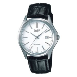 Casio MTP-1183E-7A - ساعة كاسيو رجالية جلد أسود مينا أبيض