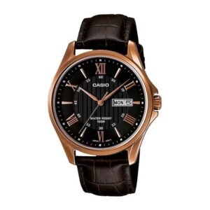 Casio MTP-1384L-1AV - ساعة كاسيو رجالية كلاسيك جلد أسود مينا أسود