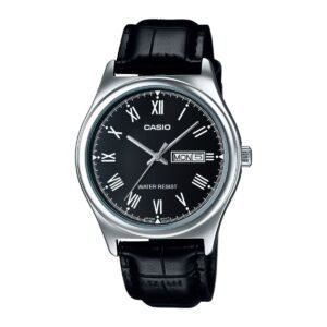 Casio MTP-V006L-1B - ساعة كاسيو رجالية كلاسيك جلد أسود مينا أسود