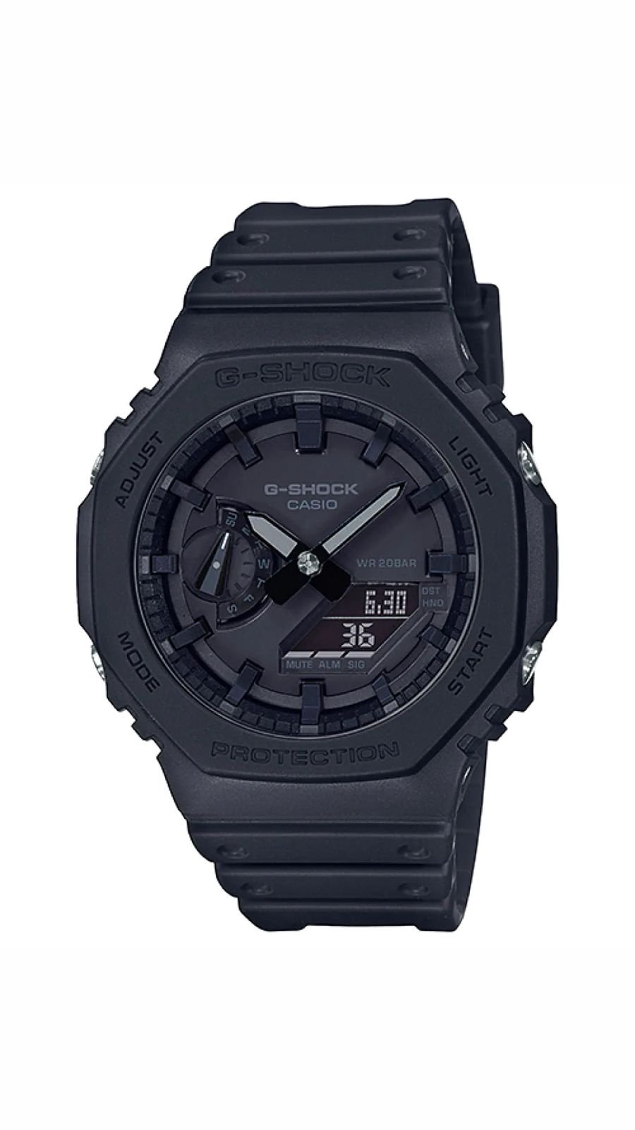 CASIO GA-2100-1A1DR - ساعة كاسيو رجالية جي شوك كاسيوك أسود مات بالكامل
