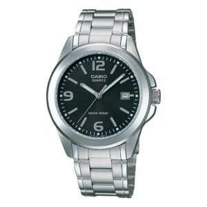 CASIO MTP-1215A-1A - ساعة رجالية ستانلس ستيل مينا أسود