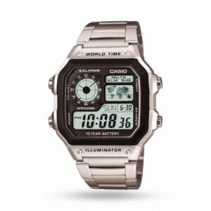 CASIO MTP-1375L-1AV - ساعة رجالية حزام جلد مينا أسود مع متعدد أجهزة العرض