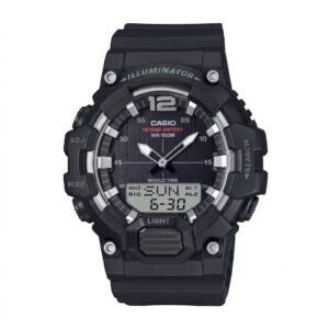 Casio HDC-700-1AV - ساعة كاسيو رياضية للرجال بشاشة مزدوجة (أنالوج-رقمي) وسوار راتنج أسود