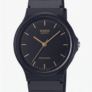 Casio MQ-24-1E - ساعة كاسيو تناظرية كلاسيكية للجنسين بسوار راتنج أسود ومينا أسود