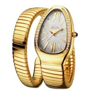 MissFox MF-Snake-Gold-Crystal (Limited Edition) - ساعة ميس فوكس نسائية فاخرة بتصميم ثعبان ذهبي وإطار مرصع بالكريستال